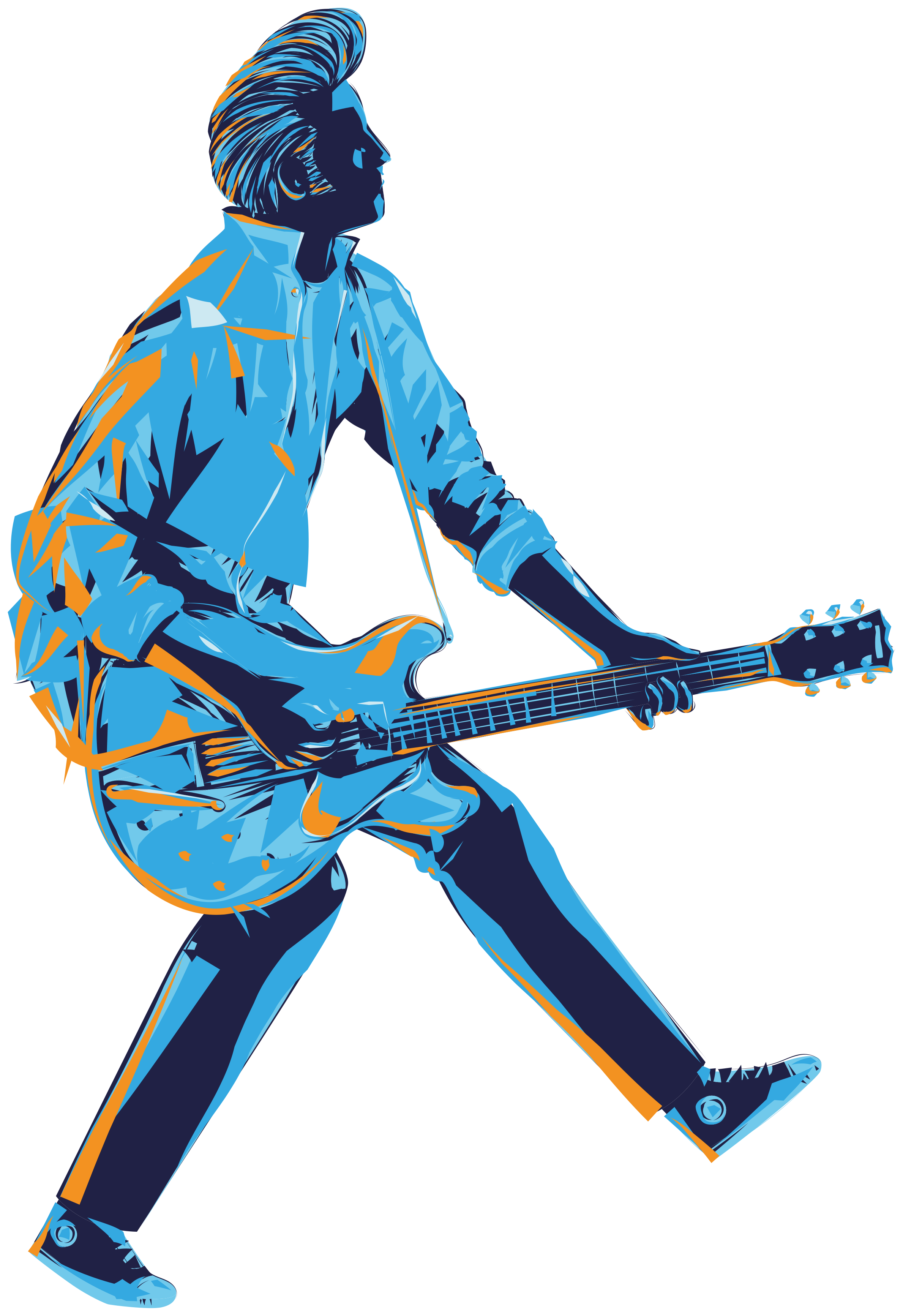 illustration rockstar guitarist rock n roll decal - TenStickers