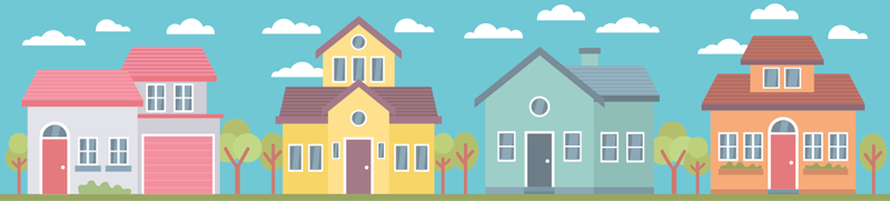 Pastel evler duvar sınır çıkartması - TenStickers
