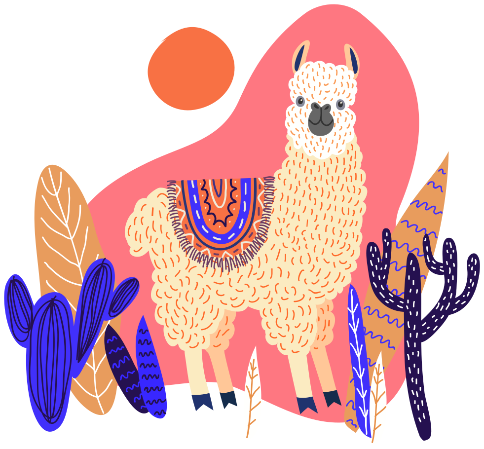 Vinilo animal salvaje Llama peruana y cactus - TenVinilo