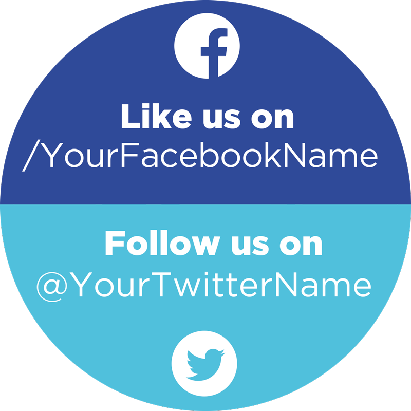 Facebook and twitter follow Shop window decal - TenStickers
