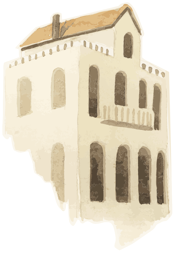 ακουαρέλα μεσογειακό κτίριο αντικείμενο decal - TenStickers