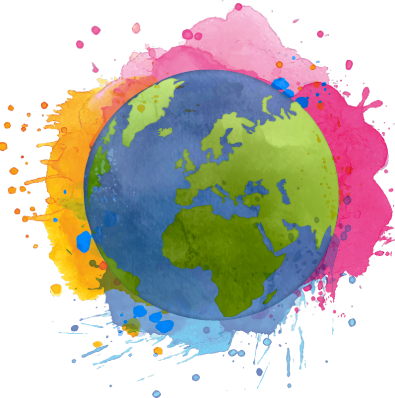 Planet Earth Watercolor Splash Map Wall Decal Tenstickers 
