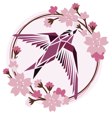 鳥の花の壁のステッカーと桜 - TENSTICKERS