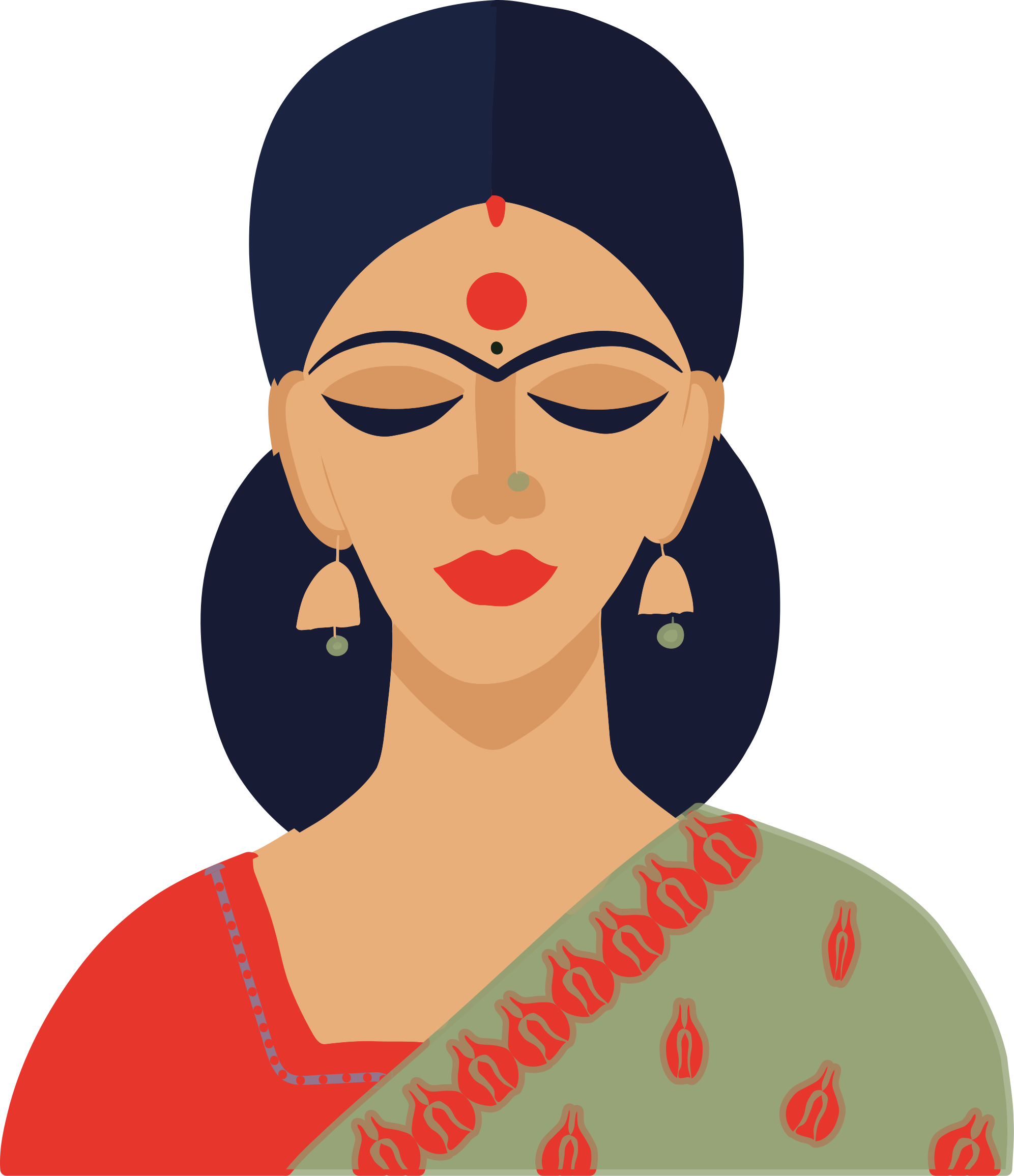 Indian woman looking down people sticker - TenStickers