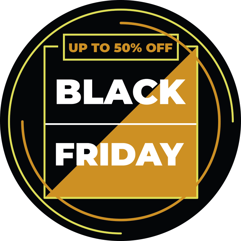 Yellow and black circle Black Friday stickers - TenStickers