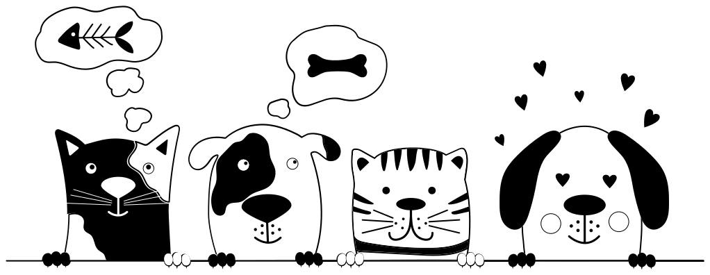 animals friends black and white cartoon wall decal - TenStickers