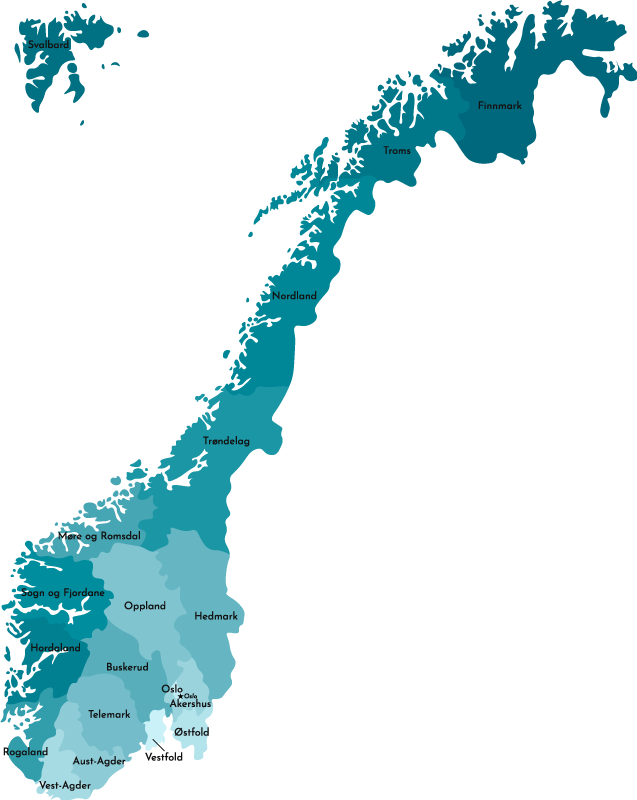 ノルウェーの世界地図ウォールステッカーの簡略化された地図 Tenstickers