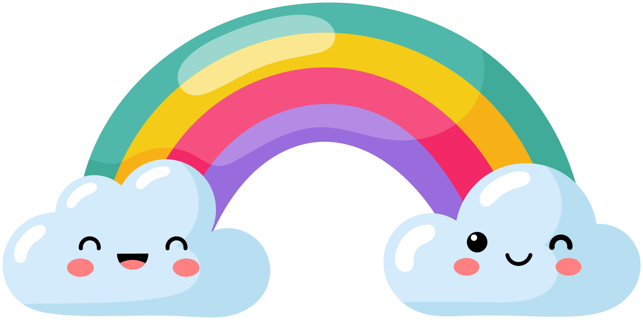 Vinilo Decorativo Ilustraci N Arcoiris Con Nubes Felices Tenvinilo