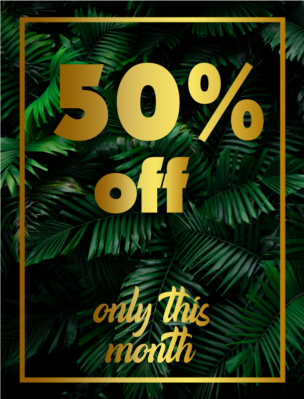 Discount of the month tropical window sticker - TenStickers