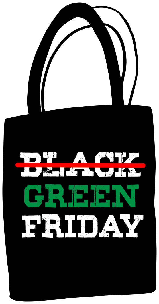 Green Friday shopping bag black friday stickers - TenStickers
