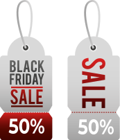 Två anpassningsbara svart fredag klistermärken - Tenstickers