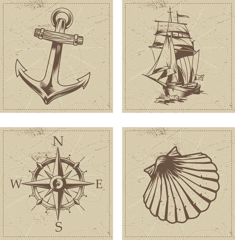 Classic Compass Wall Art Vinyl Stickers Maritime Vintage Transfers Mural Decals 