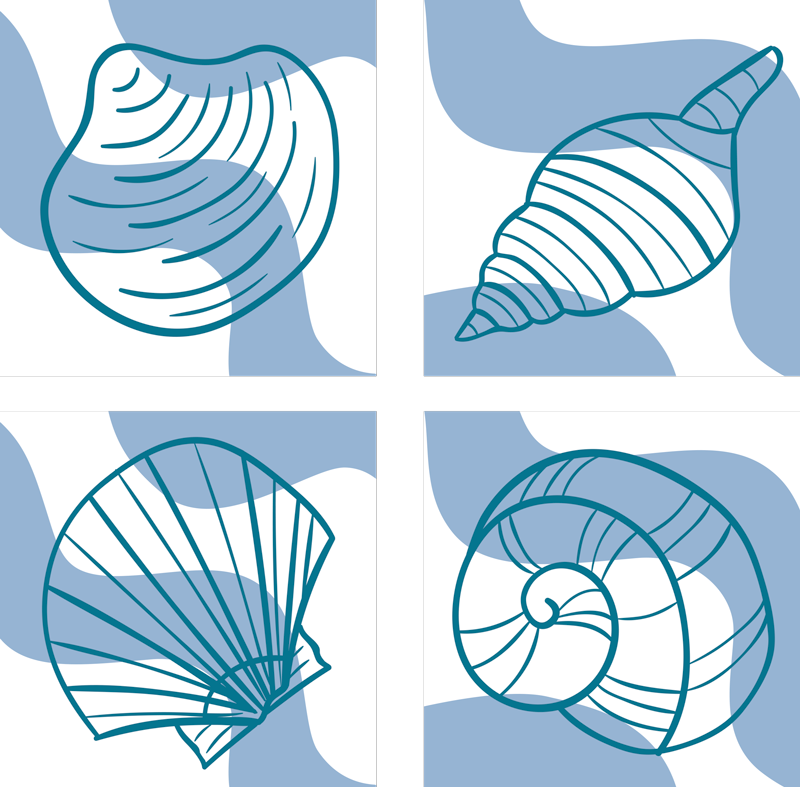 Seashells patterns tile sticker - TenStickers