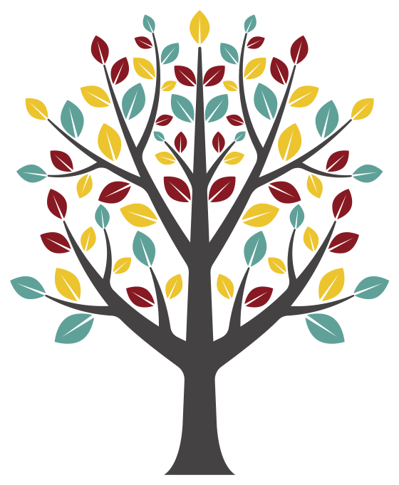 Multicoloured leaves tree tree wall sticker - TenStickers