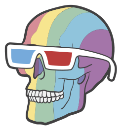 Rainbow skull with 3D glasses laptop skins - TenStickers