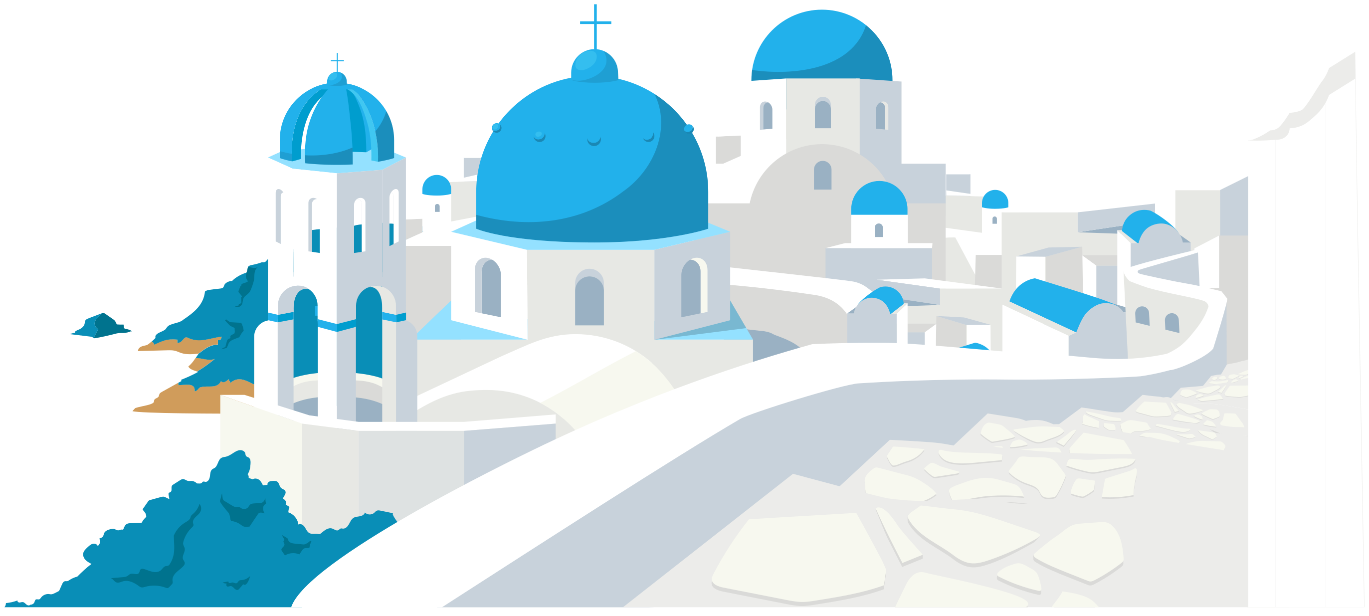 여행 및 관광 벽 스티커 산토리니 블루 돔 - TenStickers