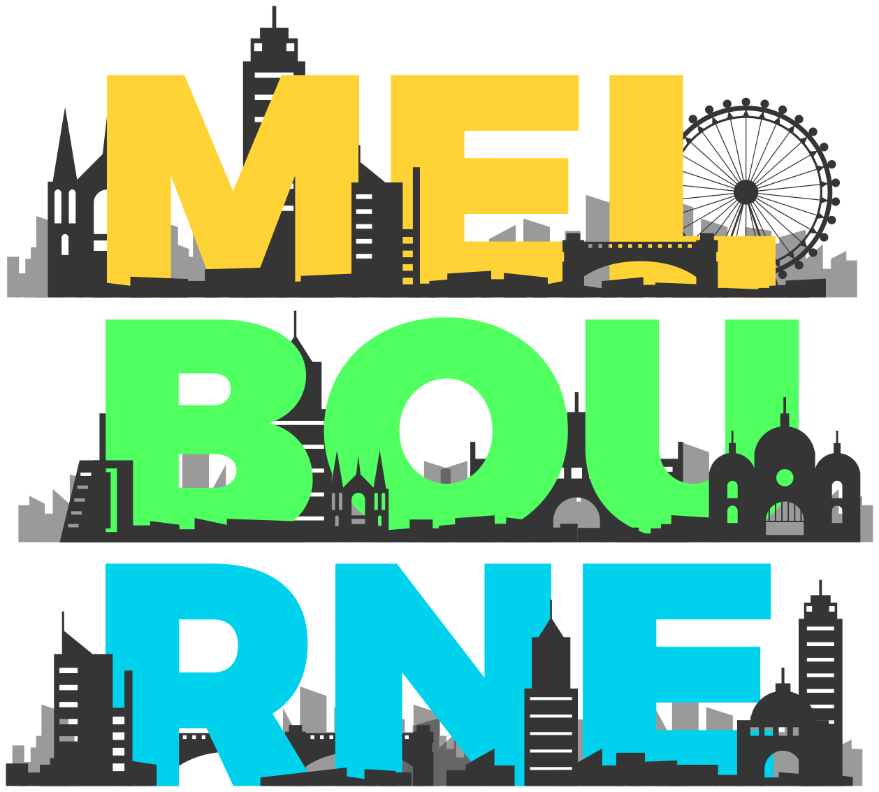 Colourful Melbourne Skyline skyline wall decal - TenStickers