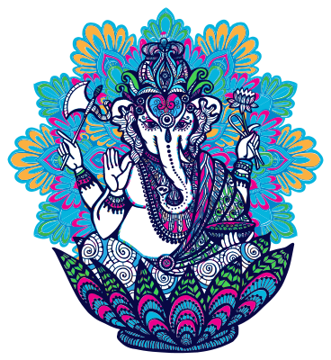 Vinilo decorativo floral Mandala elefante hindú - TenVinilo