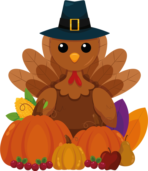 Cartoon thanksgiving turkey wall sticker - TenStickers
