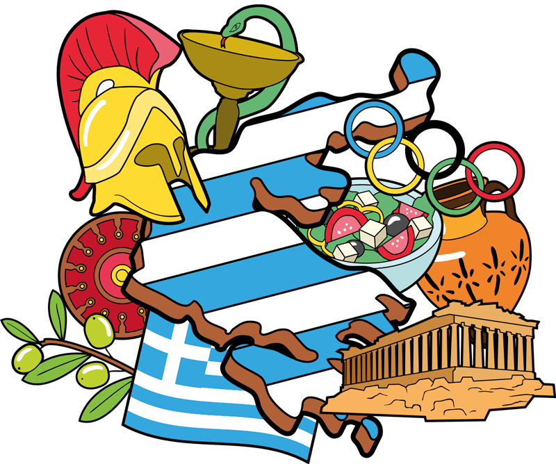 αυτοκόλλητο Ελλάδα χάρτη κινουμένων σχεδίων - TenStickers