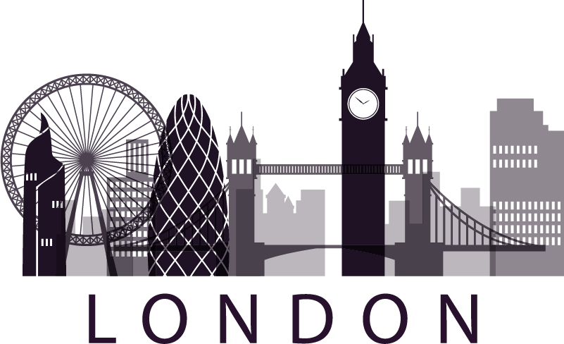 Blue London skyline laptop skins - TenStickers