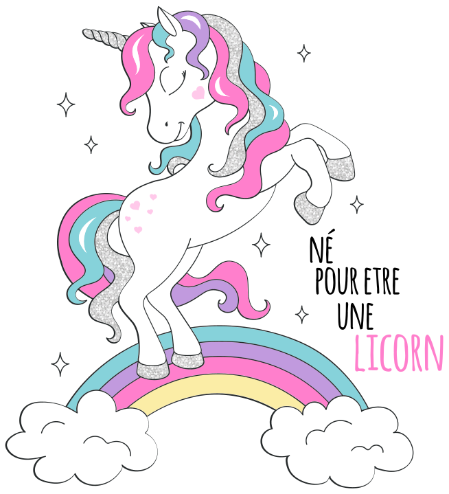 Sticker enfant style dessin animé de licorne - TenStickers