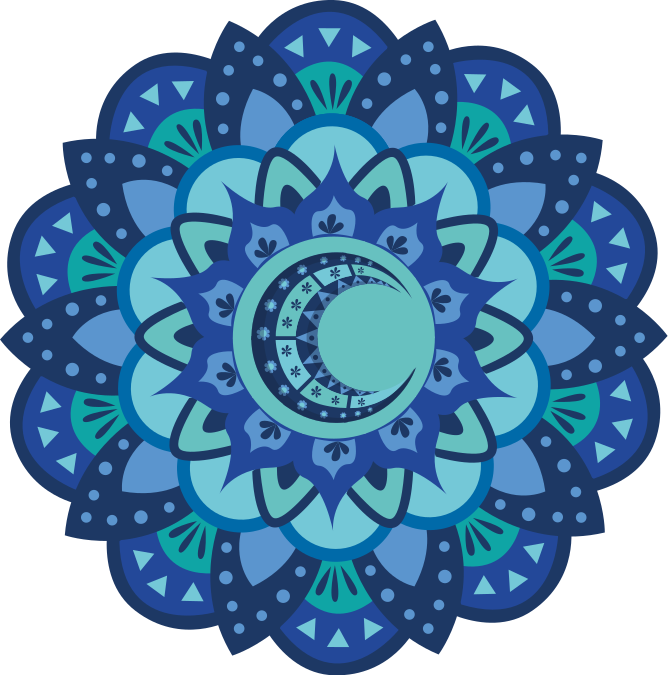 Boho moon i mandala blommig väggdekal - Tenstickers