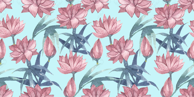 Modrý akvarel květinový nábytek nálepka - TenStickers