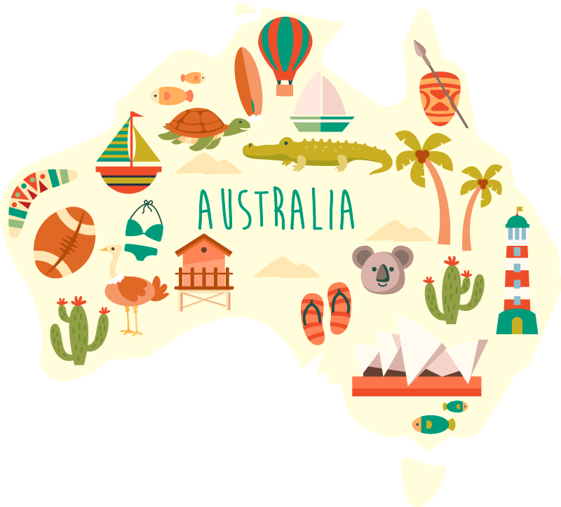Australia icon map Country Sticker - TenStickers