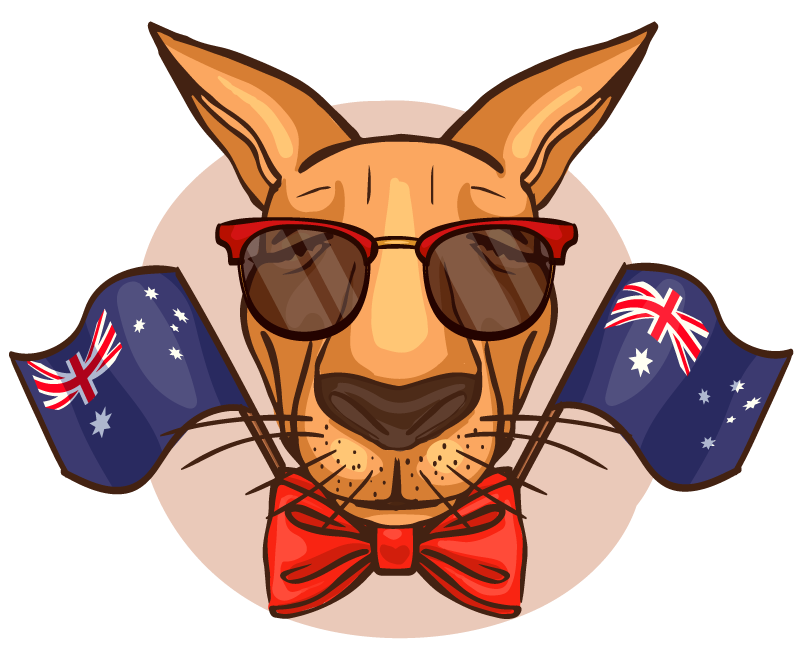 Kangaroo with Australian flags animal decal - TenStickers