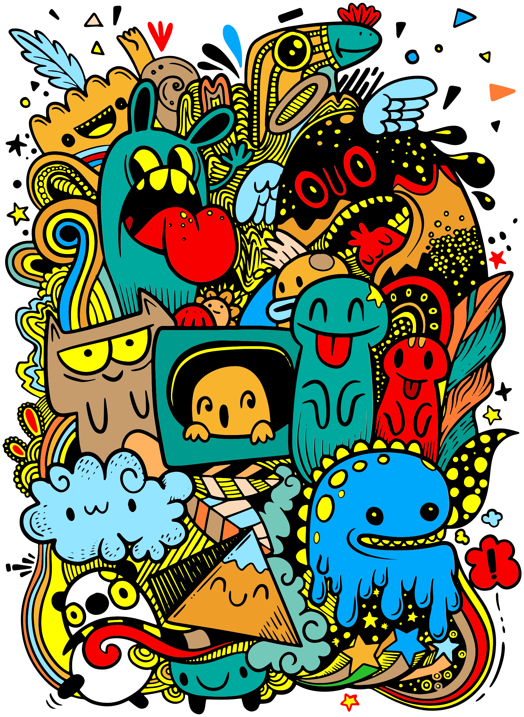 Funky Graffiti Doodle Monsters Photo Wallpaper Wall Mural for Children's  Bedroom, Boys or Girls Room Decor, Office Decor -  Norway