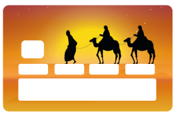 Camels in desert at daylight credit card decal - TenStickers