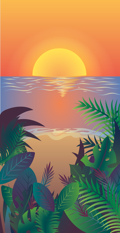 복고 태양 비치 화웨이 스티커 - TenStickers