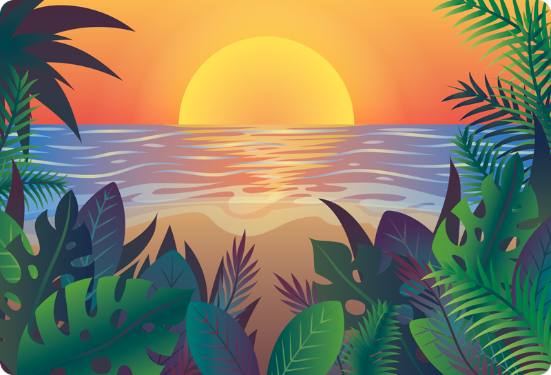 Sticker pour ordinateur coucher de soleil sur l'océan - TenStickers