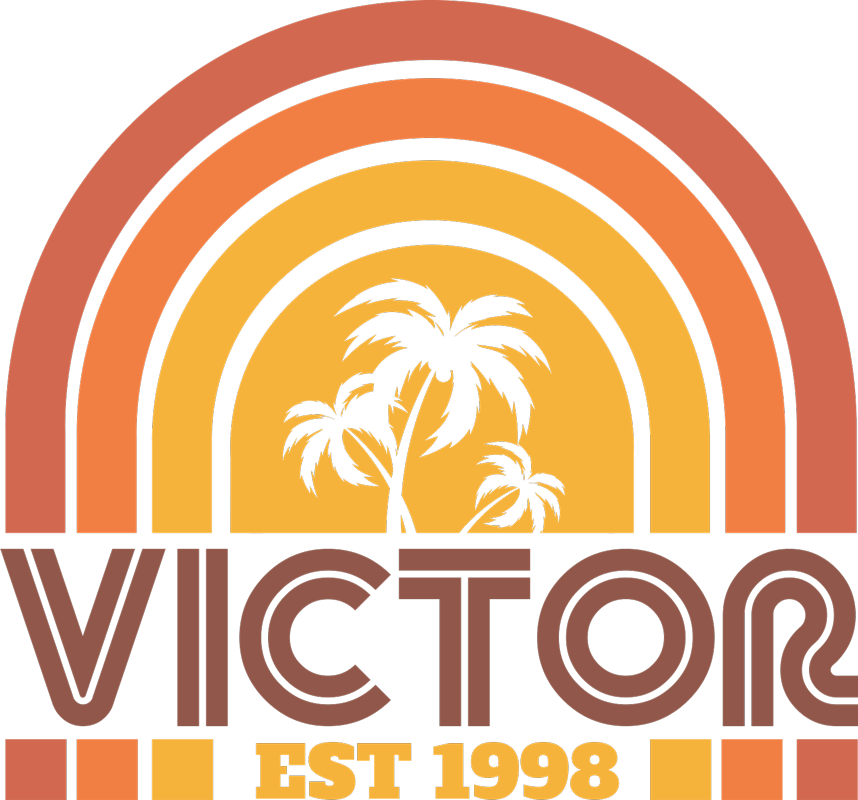 Vinilo Nombre retro puesta de sol y palmeras - TenVinilo