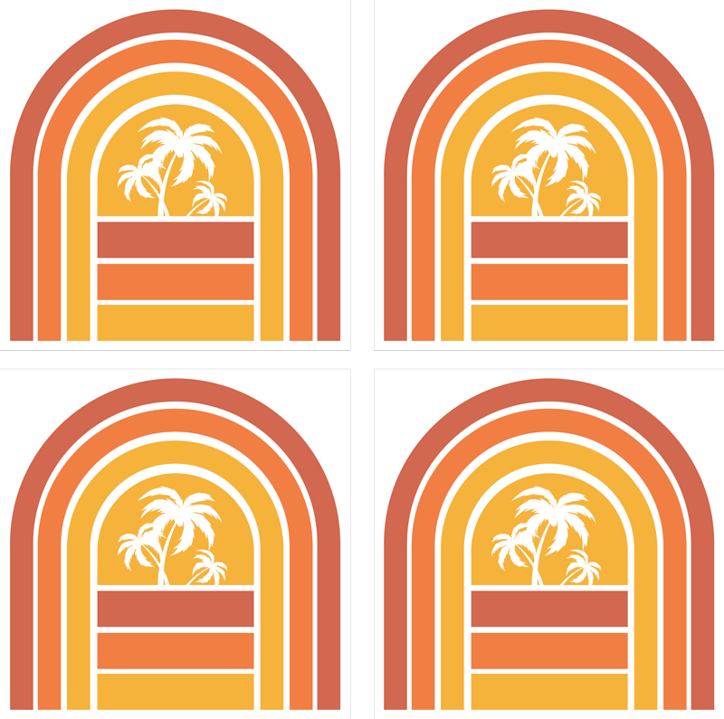 Retro solnedgång och palmer kakel klistermärke - Tenstickers