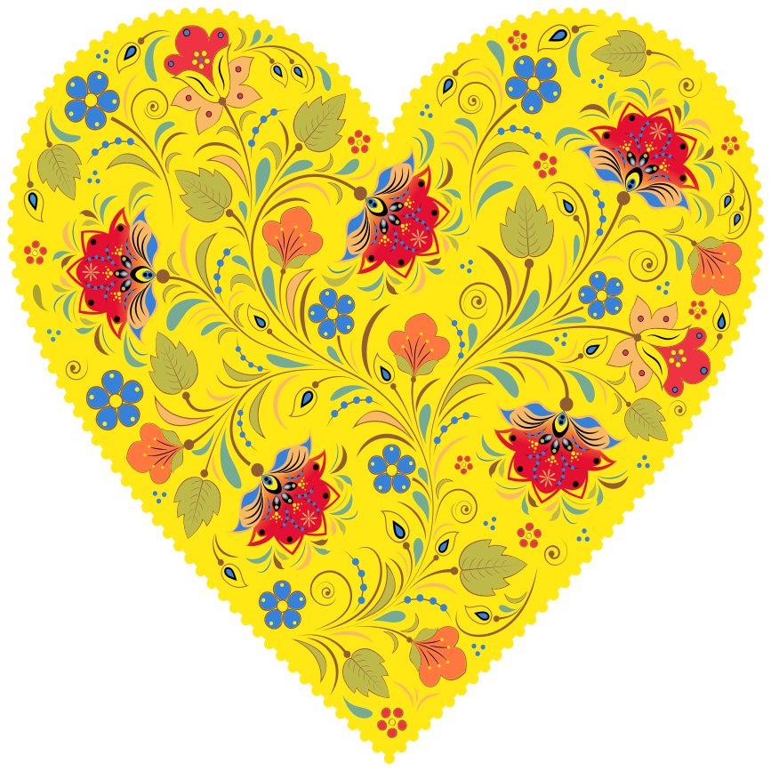 Folk heart floral wall decal - TenStickers