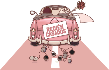 Pegatina boda recién casados - TenVinilo