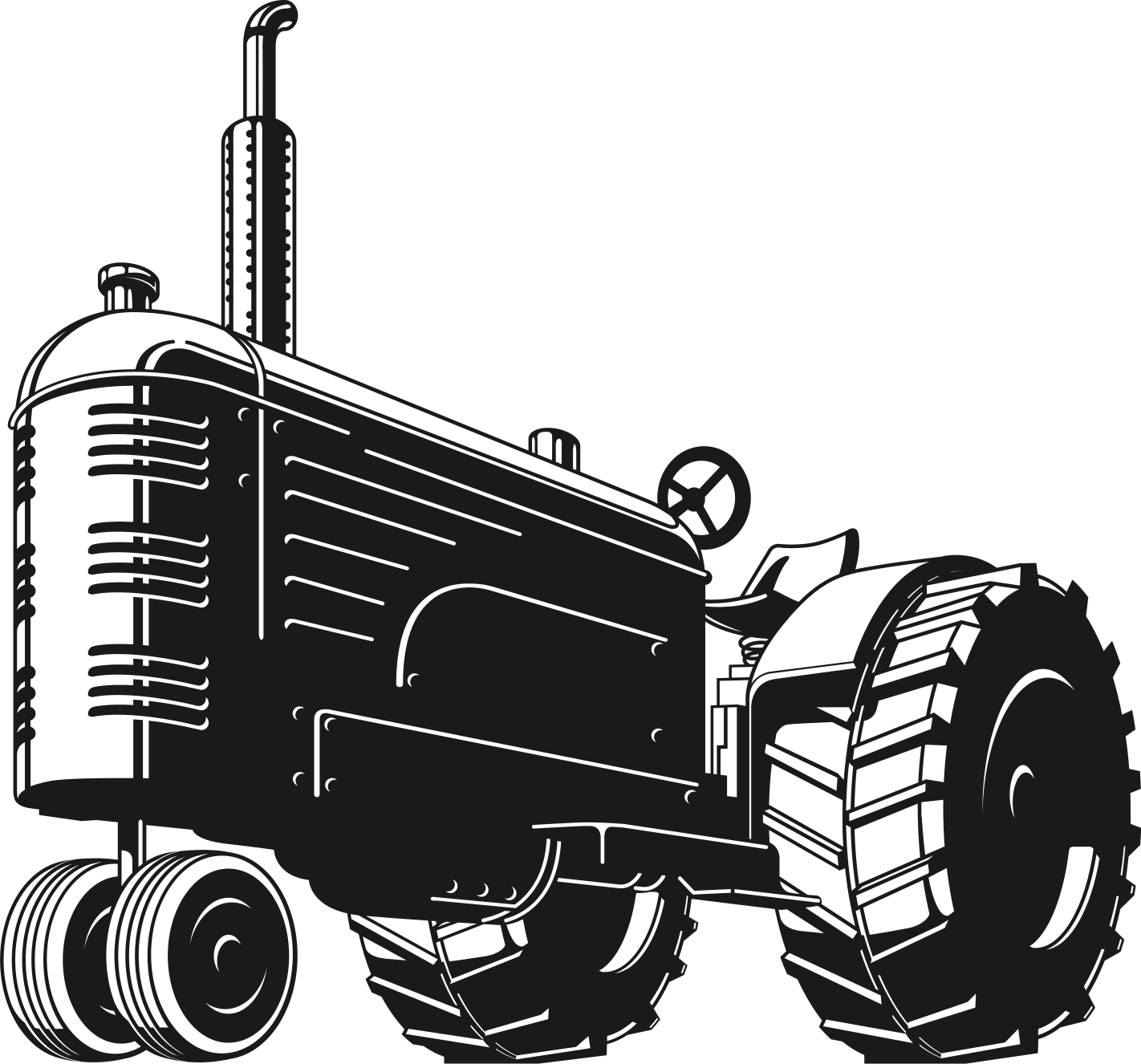 Retro monochromatic tractor toy decal TenStickers