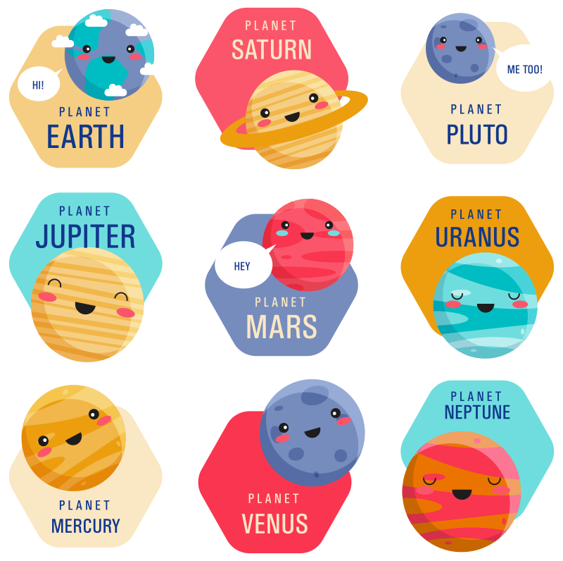 Solar system cartoon pack space sticker - TenStickers