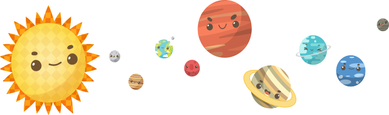 Vinilo para niños sistema solar planetas felices - TenVinilo