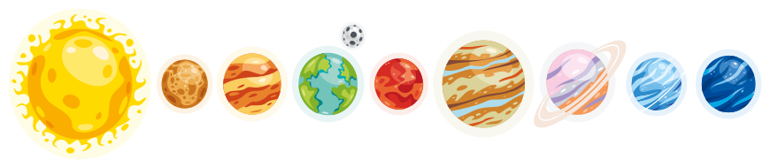 태양계 모든 행성 여행 스티커 - TenStickers