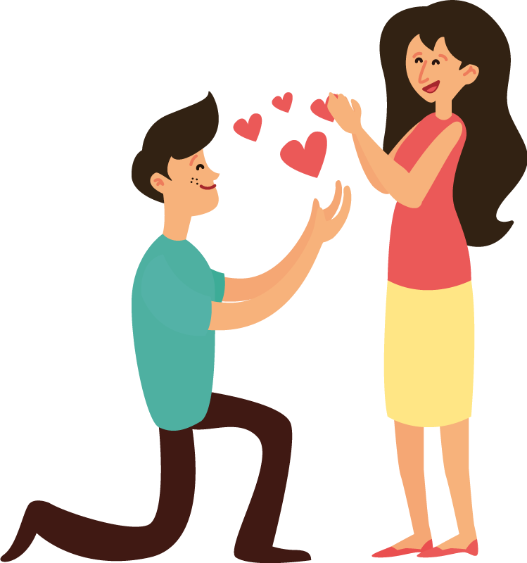 动物贴画 情侣求婚爱心 - TenStickers