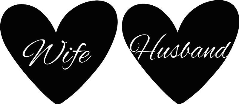 King and Queen, Husband and Wife heart bridal stickers - TenStickers