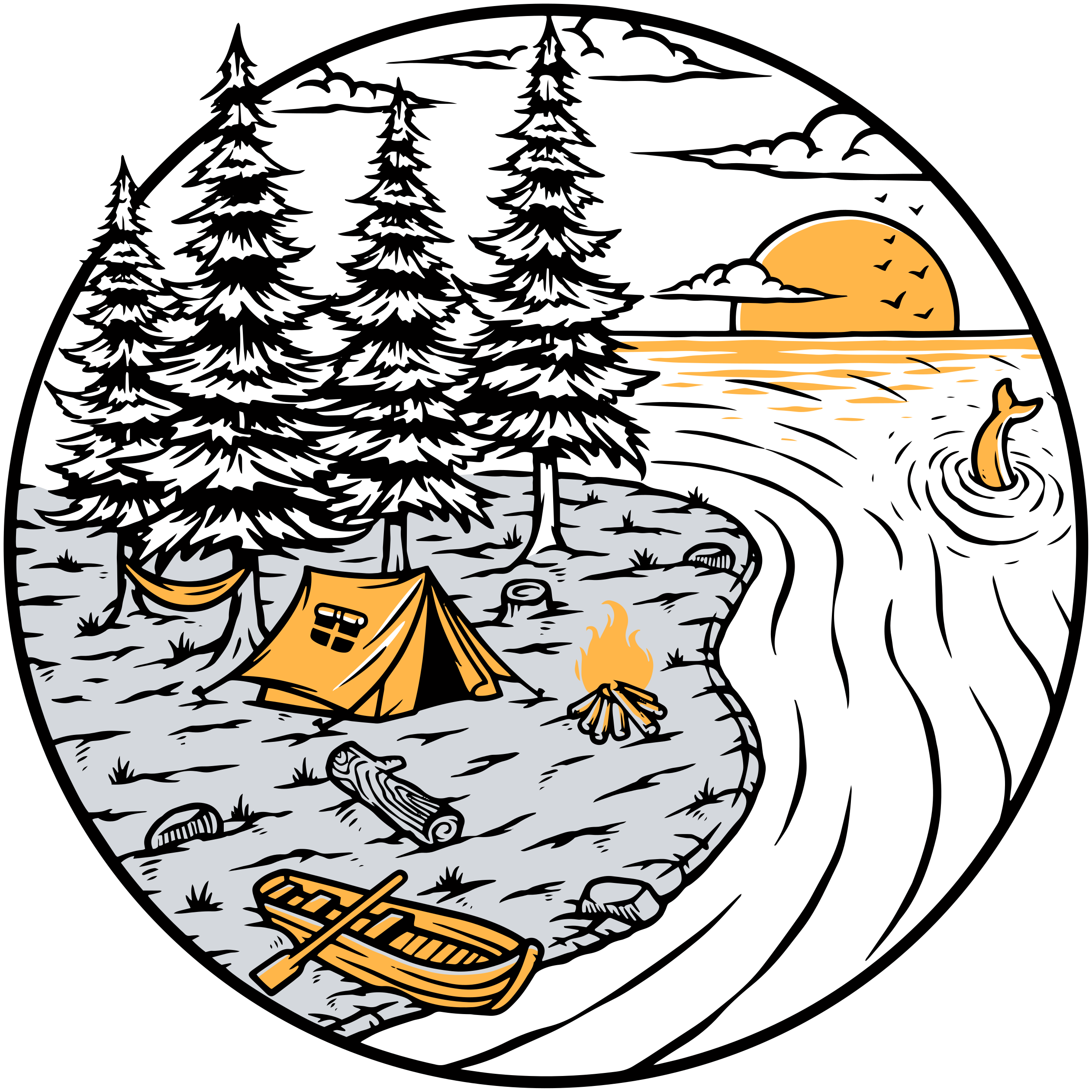 Yellow Campsite Motorhome sticker - TenStickers