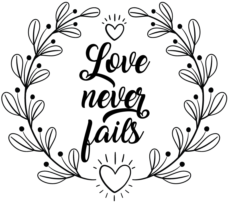 Love never fails wedding sticker - TenStickers