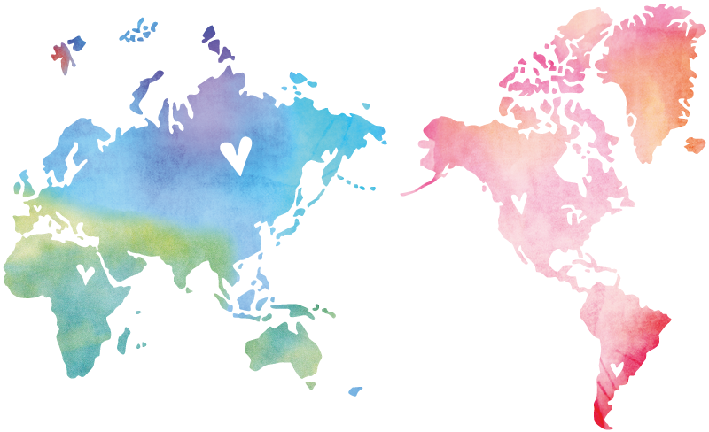 カラフルな水彩世界地図ウォールステッカー Tenstickers
