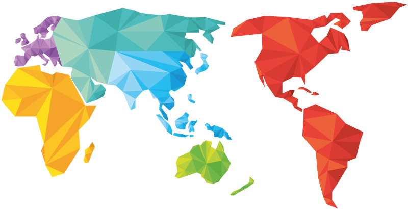 Geometric colour world map wall sticker - TenStickers