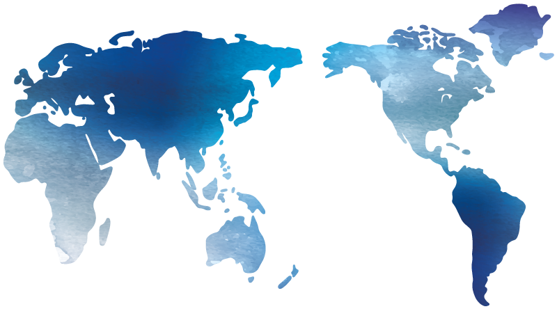 Watercolor blue world map wall sticker - TenStickers