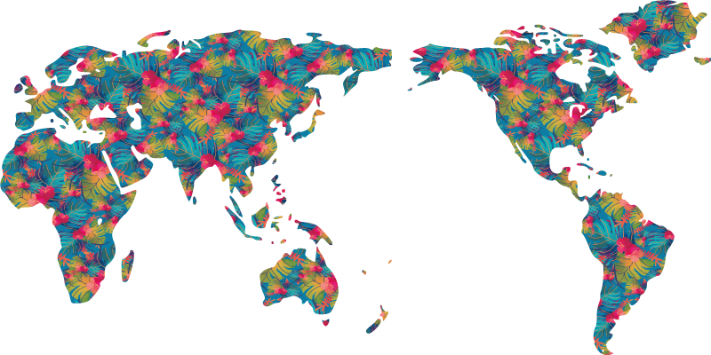 Jungle leaf world map wall sticker - TenStickers